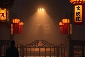雪落无声处封面，北方小镇覆雪的木屋顶与一盏暖黄窗灯